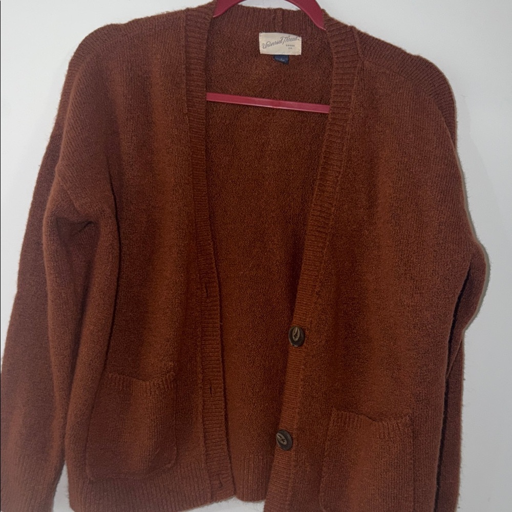 Universal Thread Rust Brown Button-Front Knit Car… - image 1